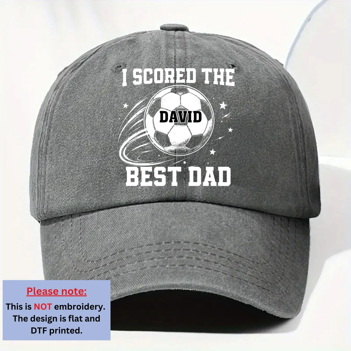 Soccer Daddy - Personalized Custom Vintage Washed Denim Cap - Image 8