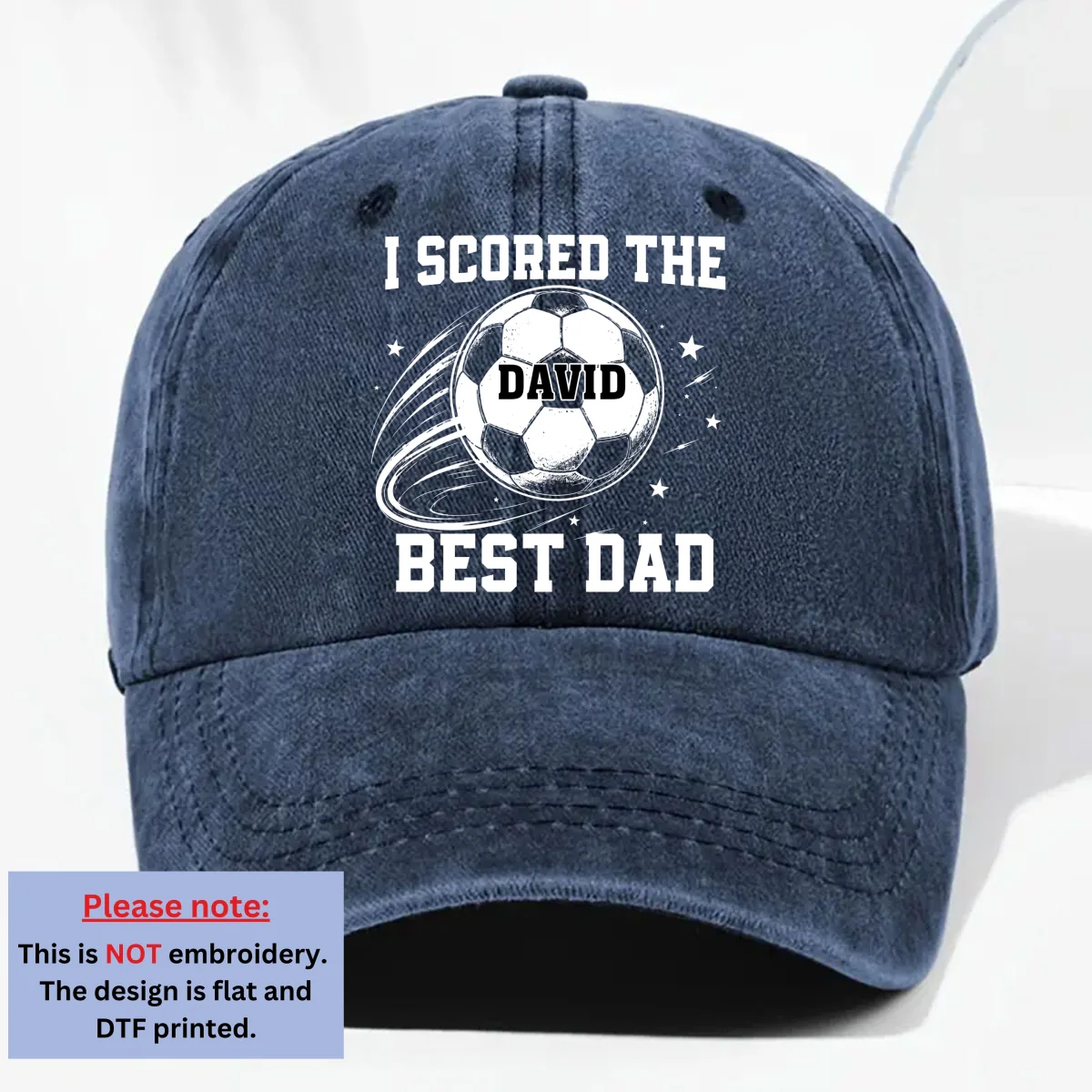 Soccer Daddy - Personalized Custom Vintage Washed Denim Cap - Image 9