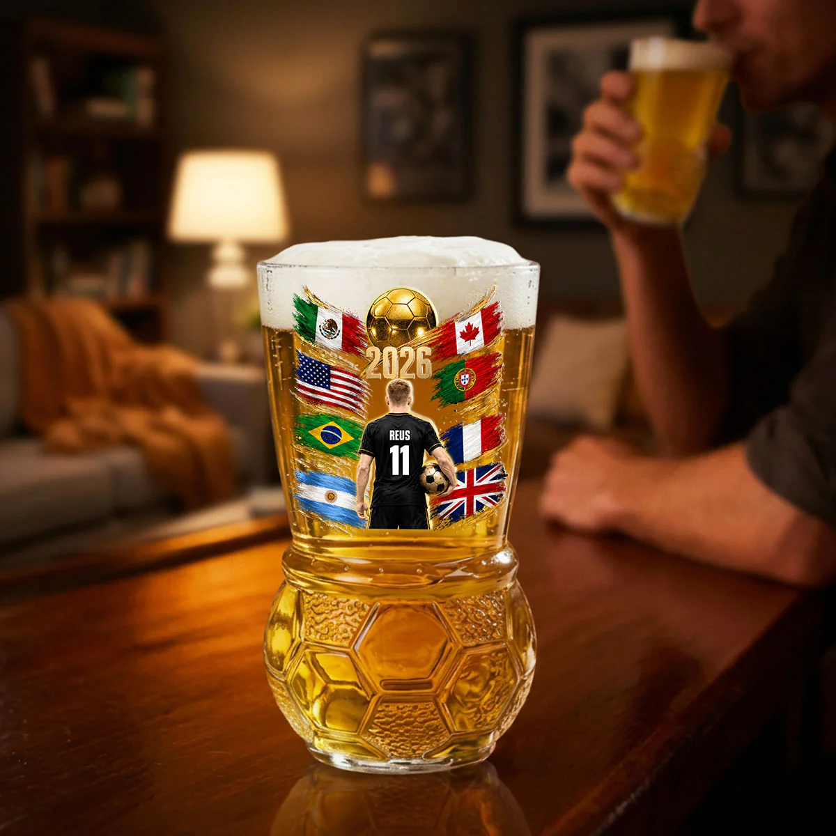 Soccer Fan - Personalized Custom Football Beer Glass - Image 5