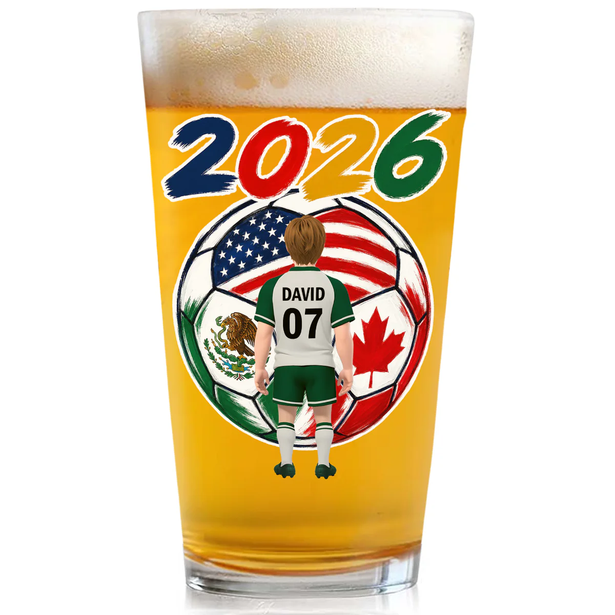Soccer Obsession - Personalized Custom Beer Glass