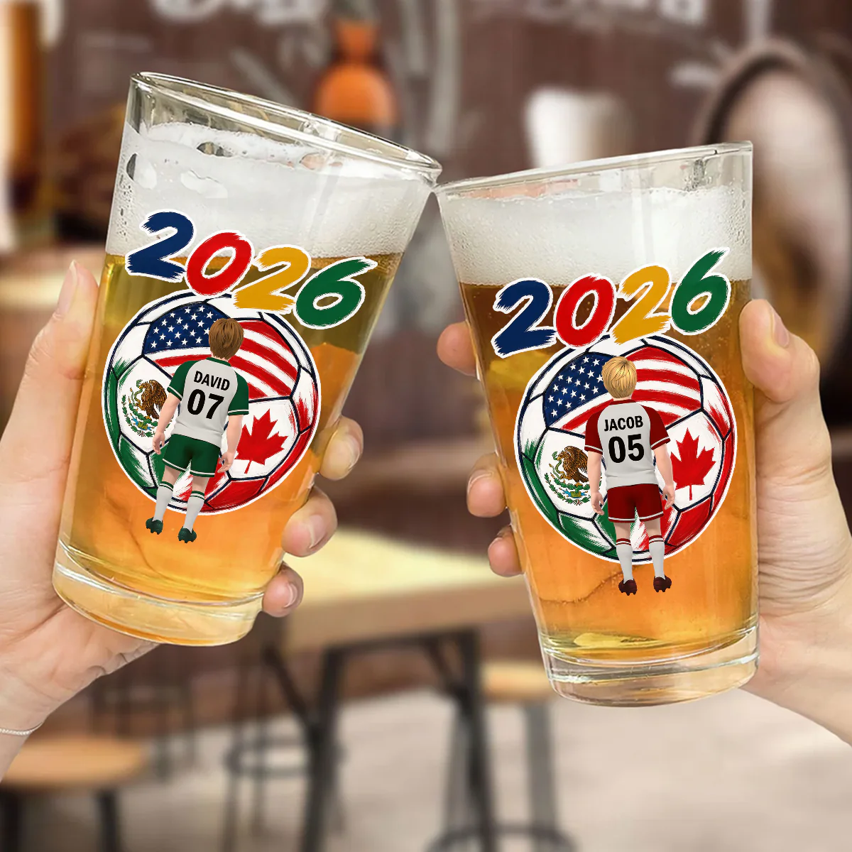 Soccer Obsession - Personalized Custom Beer Glass - Image 2