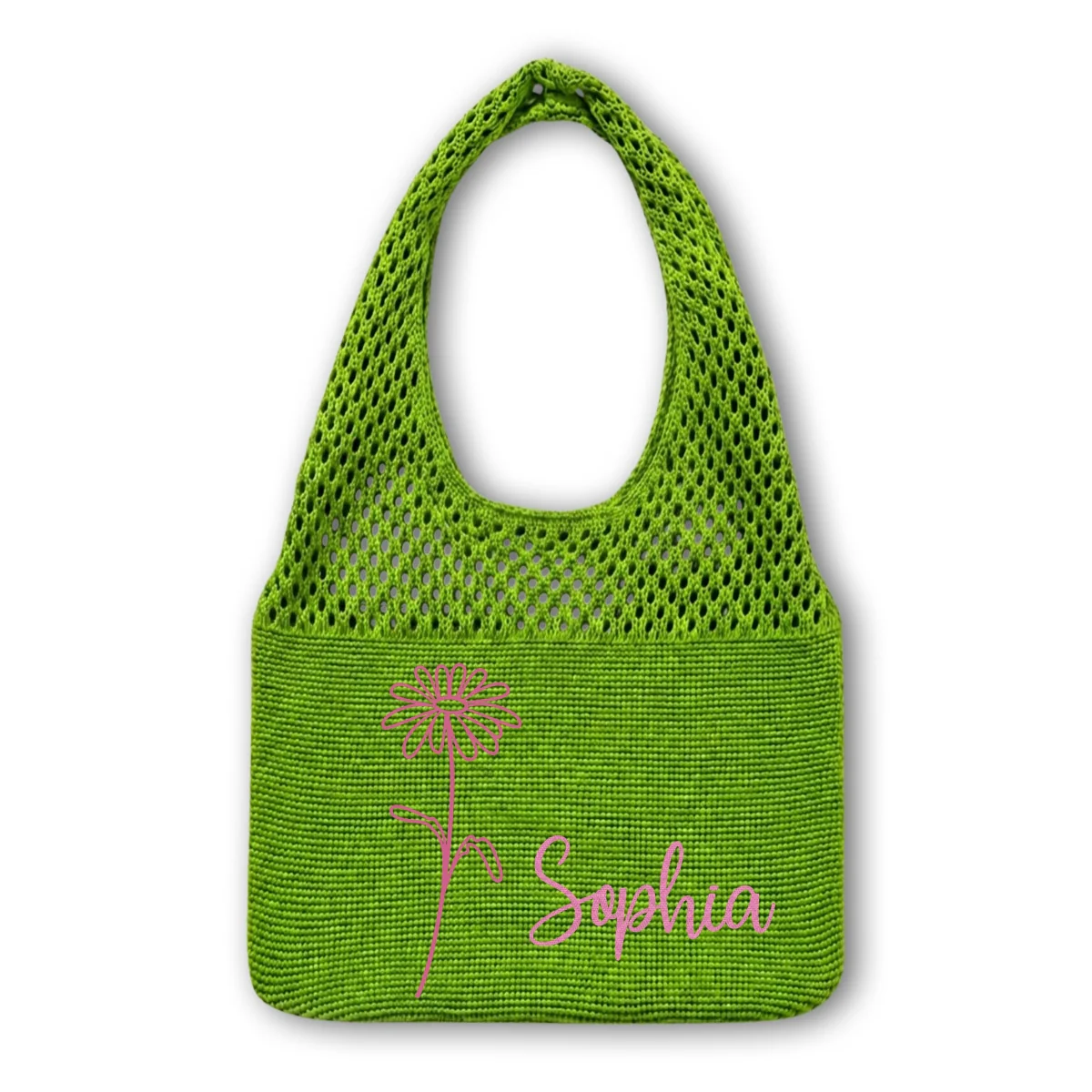 Soft Leaf Girl - Personalized Custom Knitted Beach Bag - Image 7
