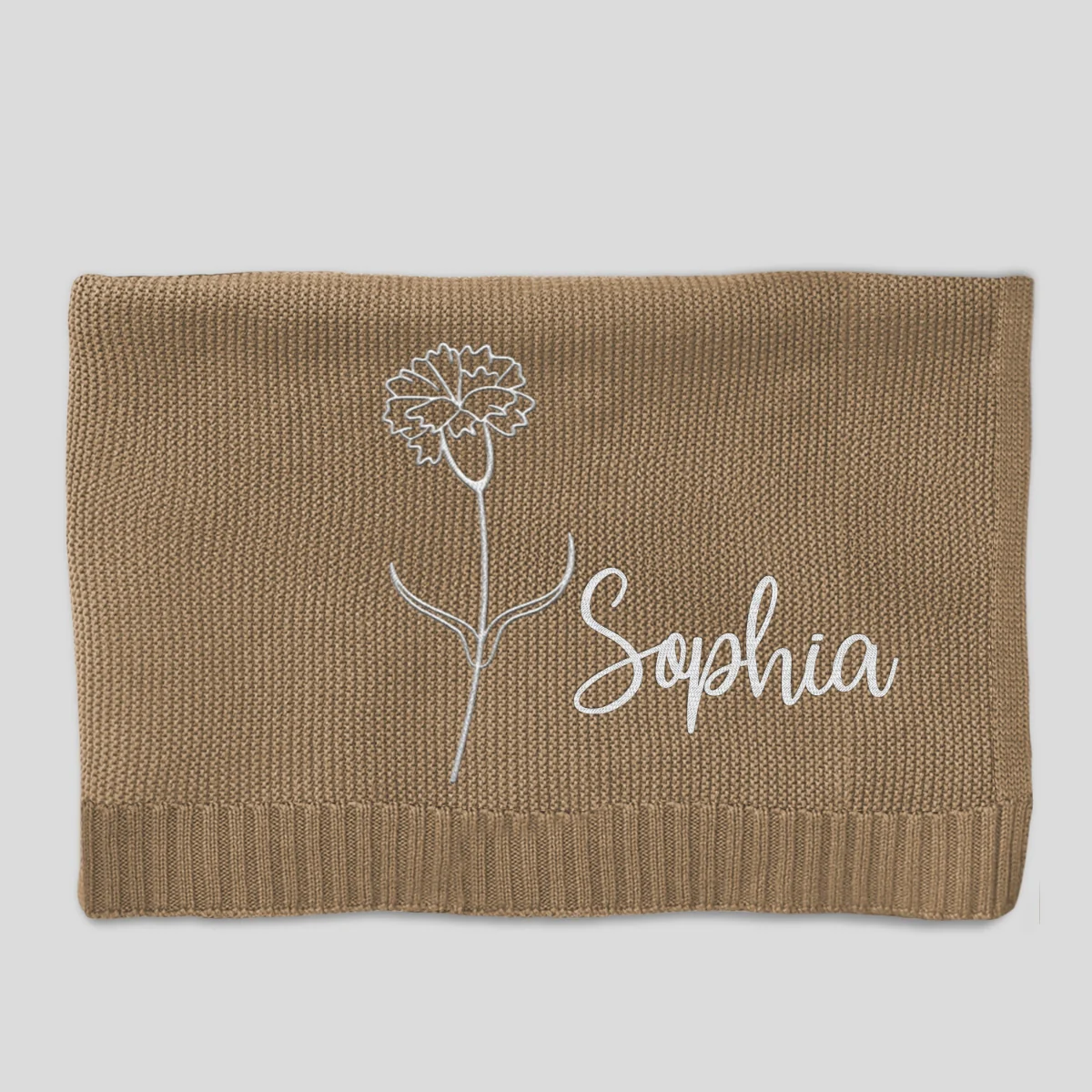 Soft Leaf - Personalized Custom Embroidered Knitted Baby Blanket - Image 7