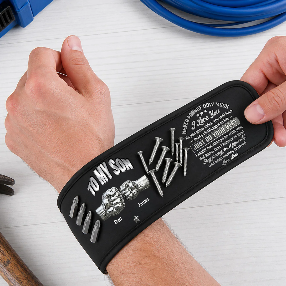 Son I Believe In You - Personalized Custom Magnetic Tool Wristband - Image 3