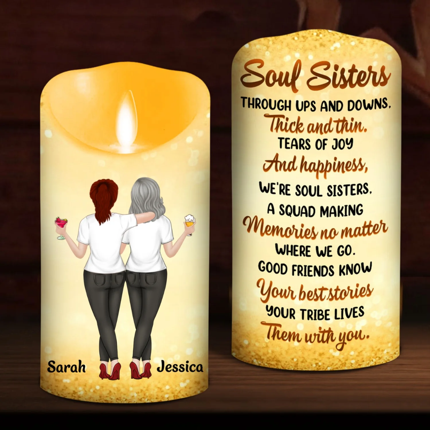Soul Sisters - Personalized Custom LED Candle - Image 6