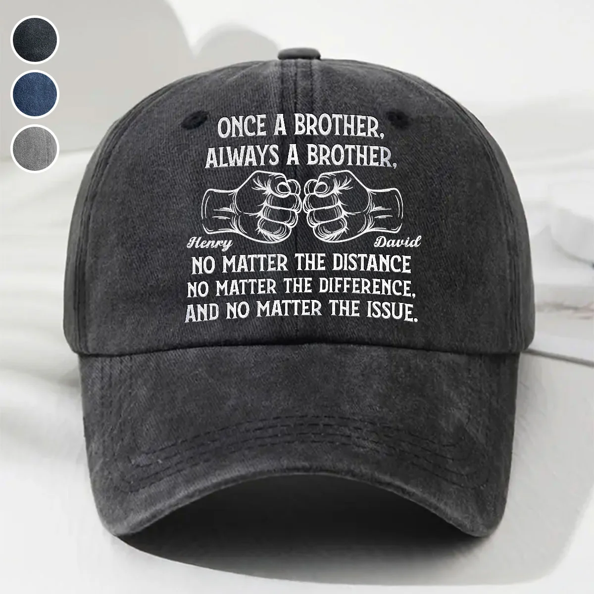 Soulmate Best Friend - Personalized Custom Vintage Washed Denim Cap