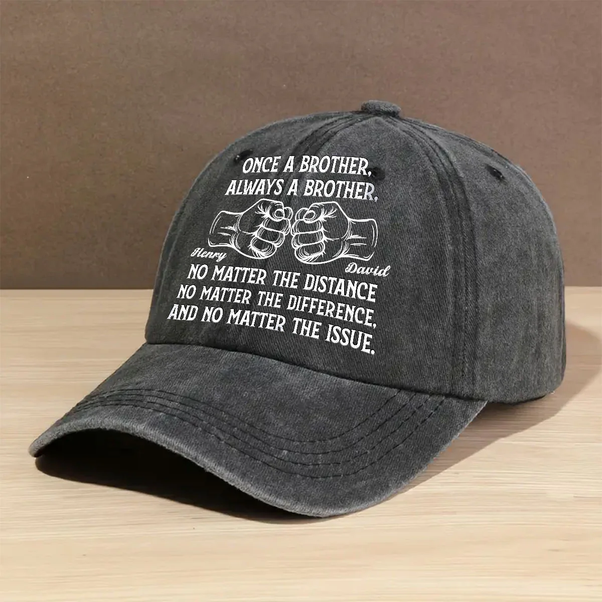 Soulmate Best Friend - Personalized Custom Vintage Washed Denim Cap - Image 2