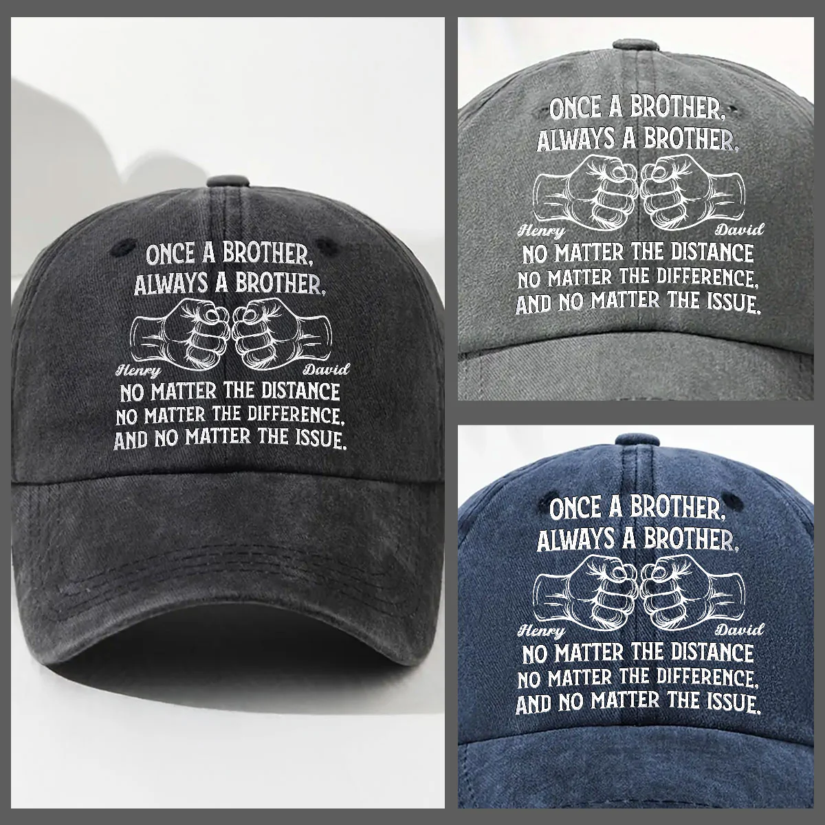 Soulmate Best Friend - Personalized Custom Vintage Washed Denim Cap - Image 3
