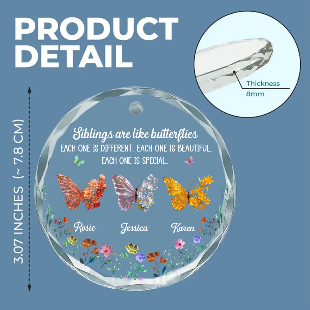 Sparkling Wings For Siblings - Personalized Custom Glass Ornament - Image 6