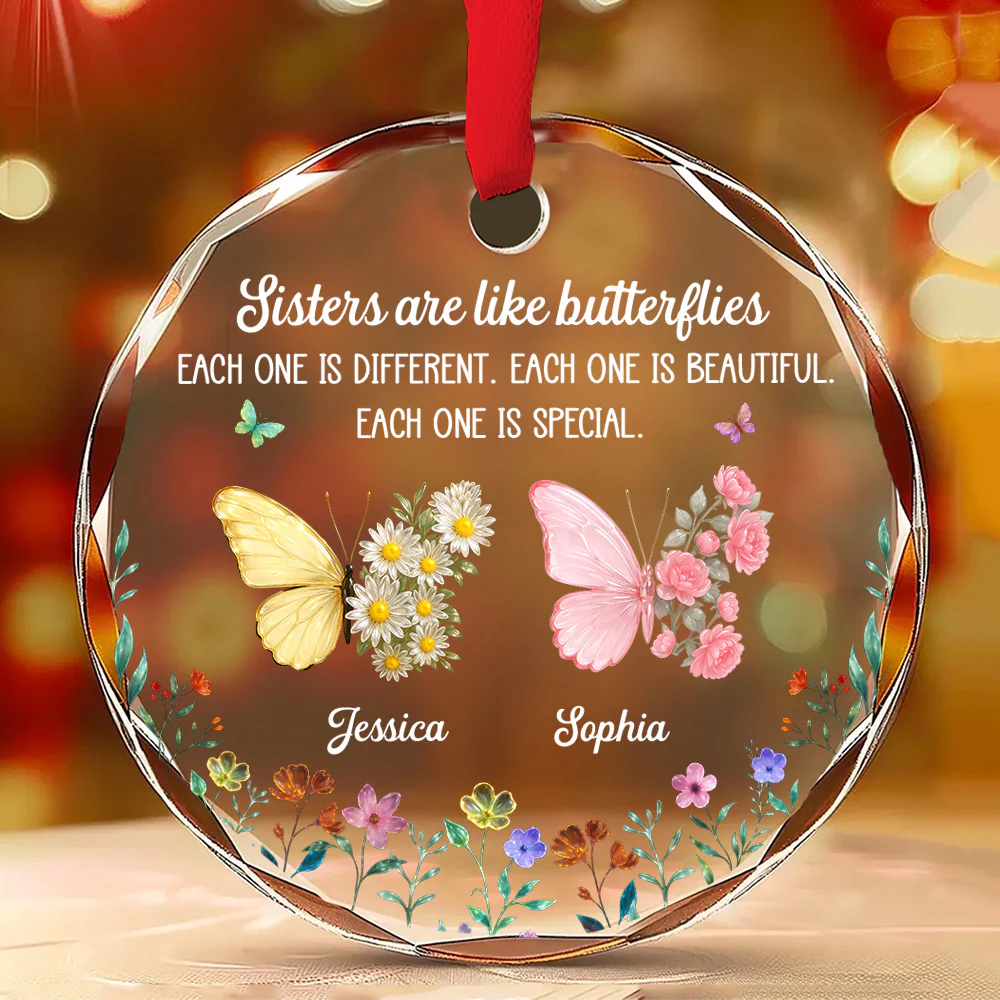 Sparkling Wings - Personalized Custom Glass Ornament - Image 2