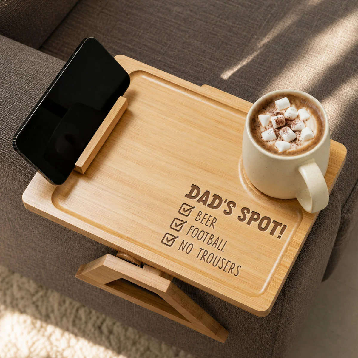 Spot Of Dad - Personalized Custom Engraved Wooden Couch Arm Table