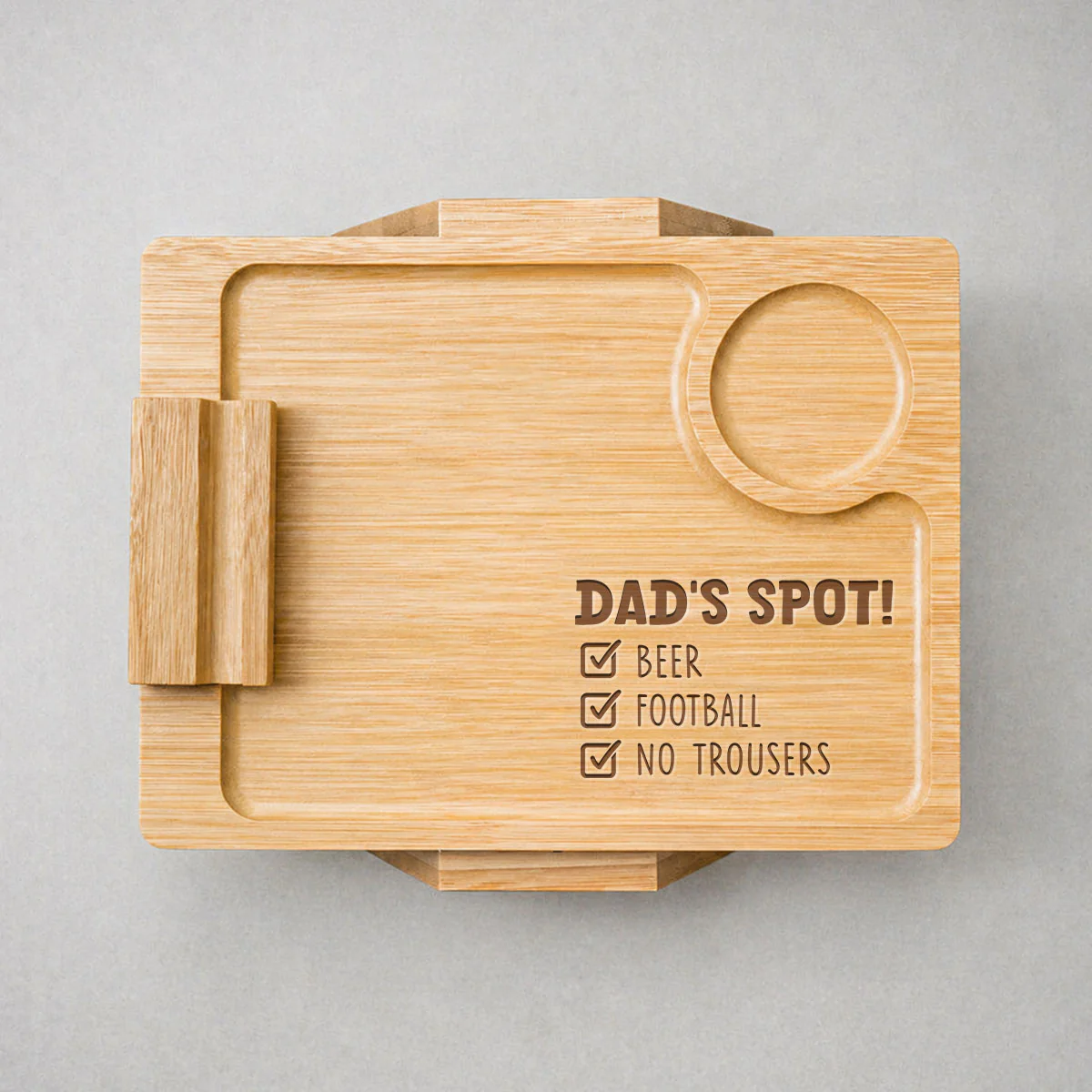 Spot Of Dad - Personalized Custom Engraved Wooden Couch Arm Table - Image 3