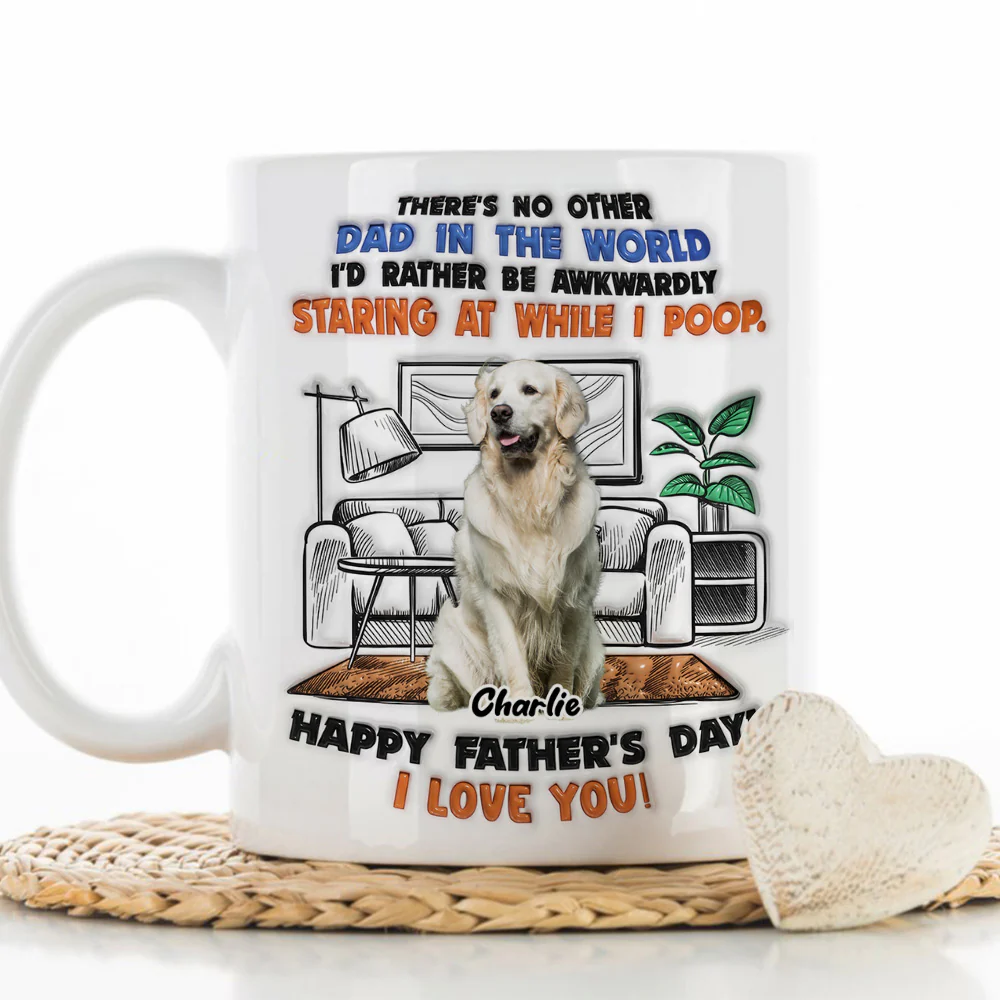 Staring At While I Poop Funny Dog Photo - Personalized Custom 3D Inflated Effect Coffee Mug
