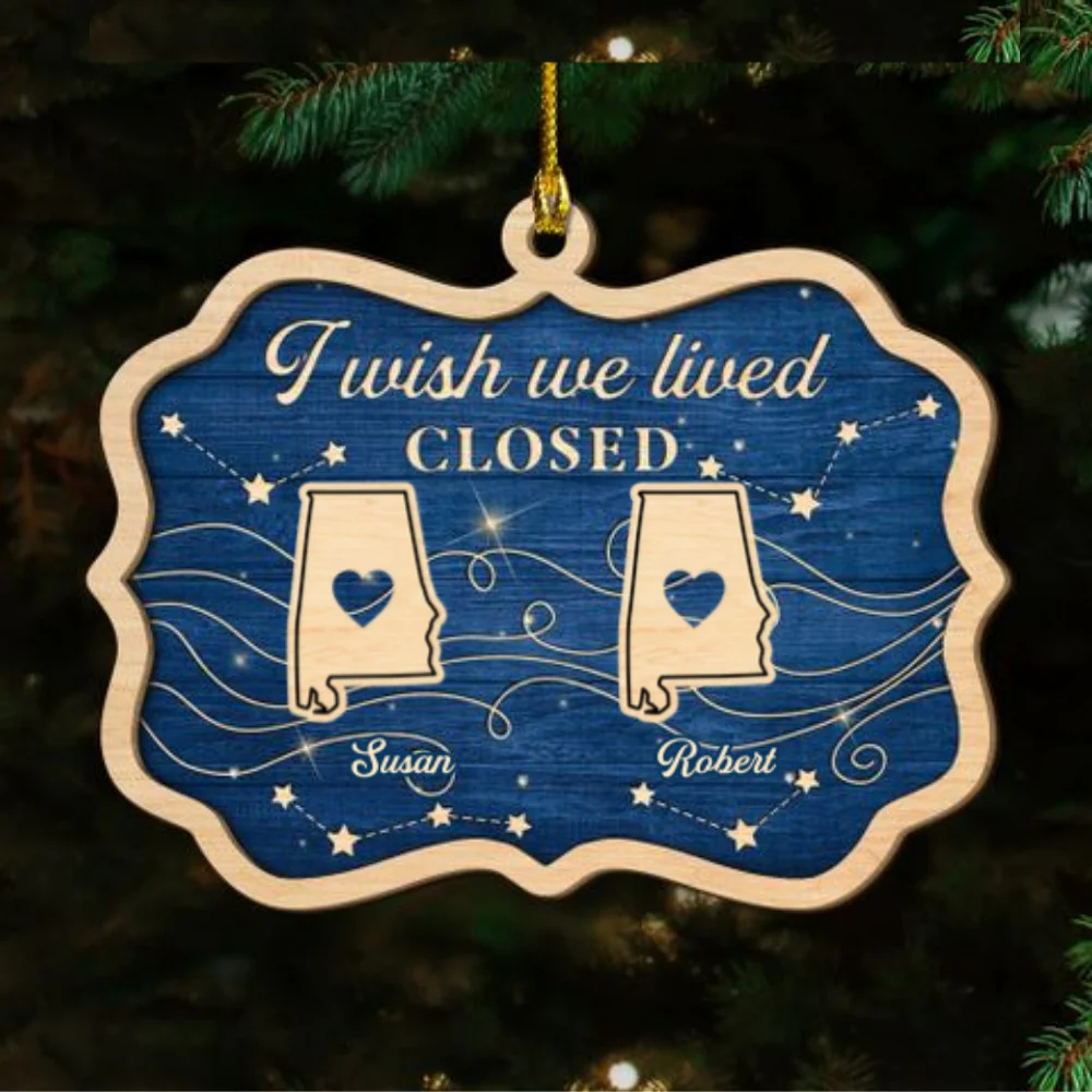 State To State Friendship - Personalized Custom 2-Layered Wood Ornament - Image 6