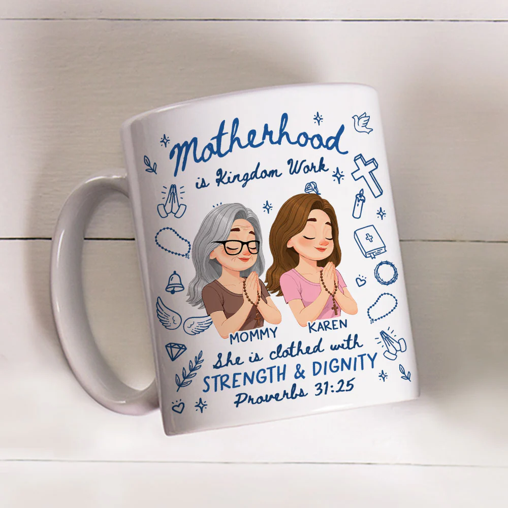 Strength And Dignity Define Her - Personalized Custom Coffee Mug - Image 3