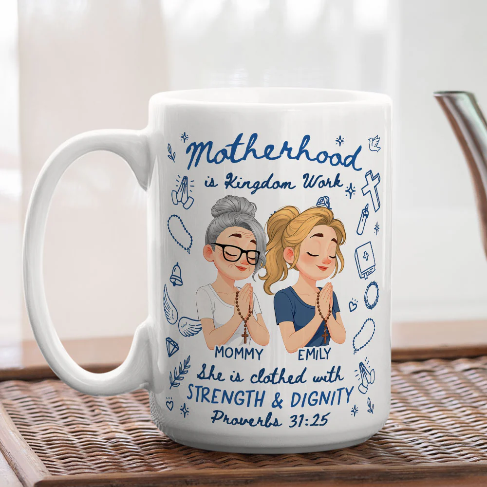 Strength And Dignity Define Her - Personalized Custom Coffee Mug - Image 5