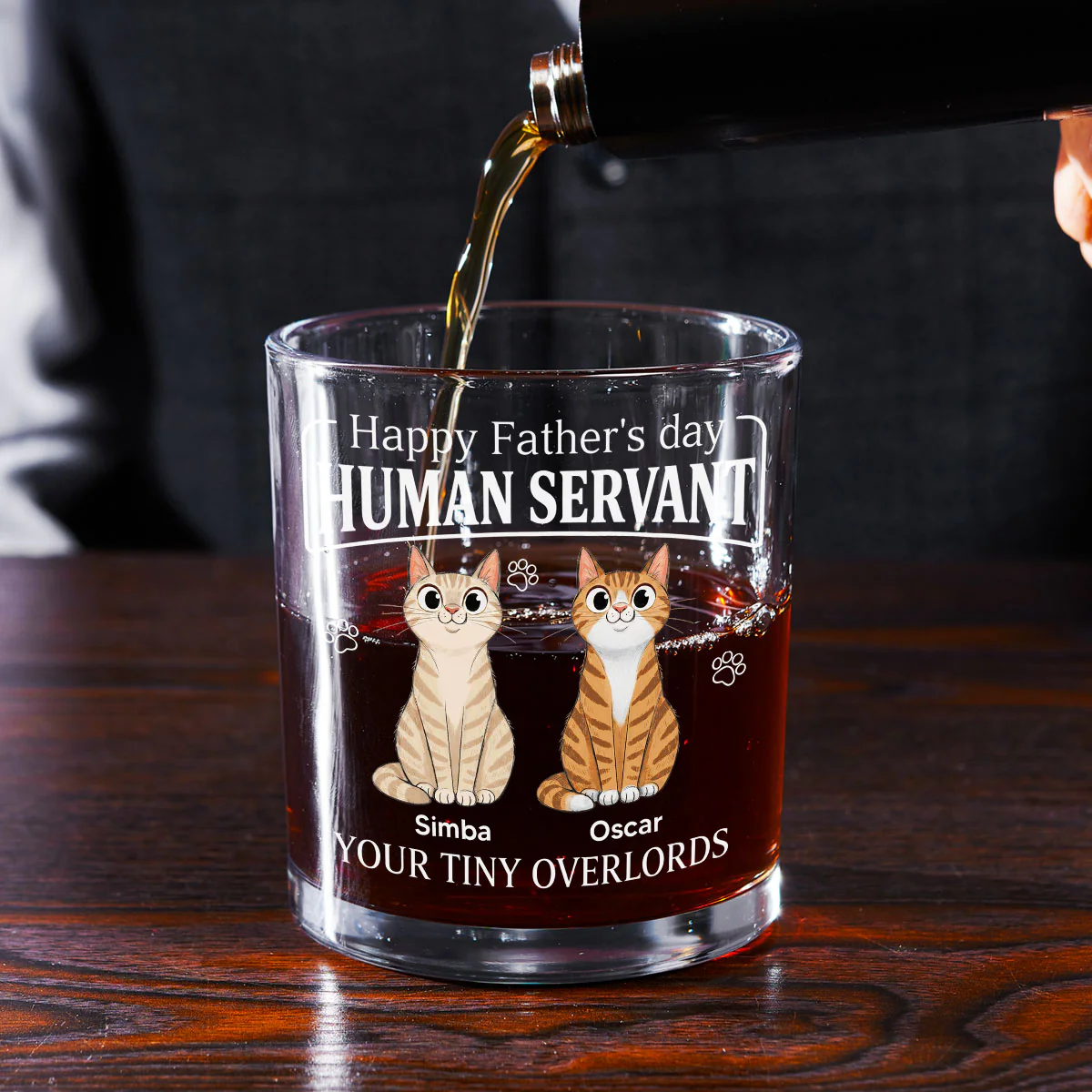 Stylized Cat Cartoon - Personalized Custom Whiskey Glass - Image 2