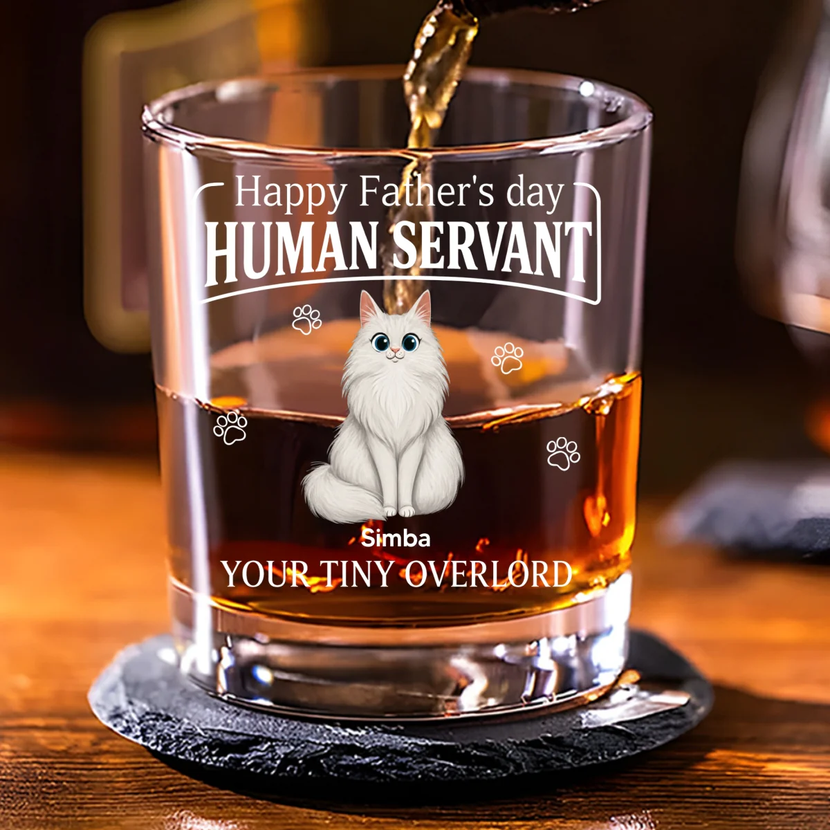 Stylized Cat Cartoon - Personalized Custom Whiskey Glass - Image 6