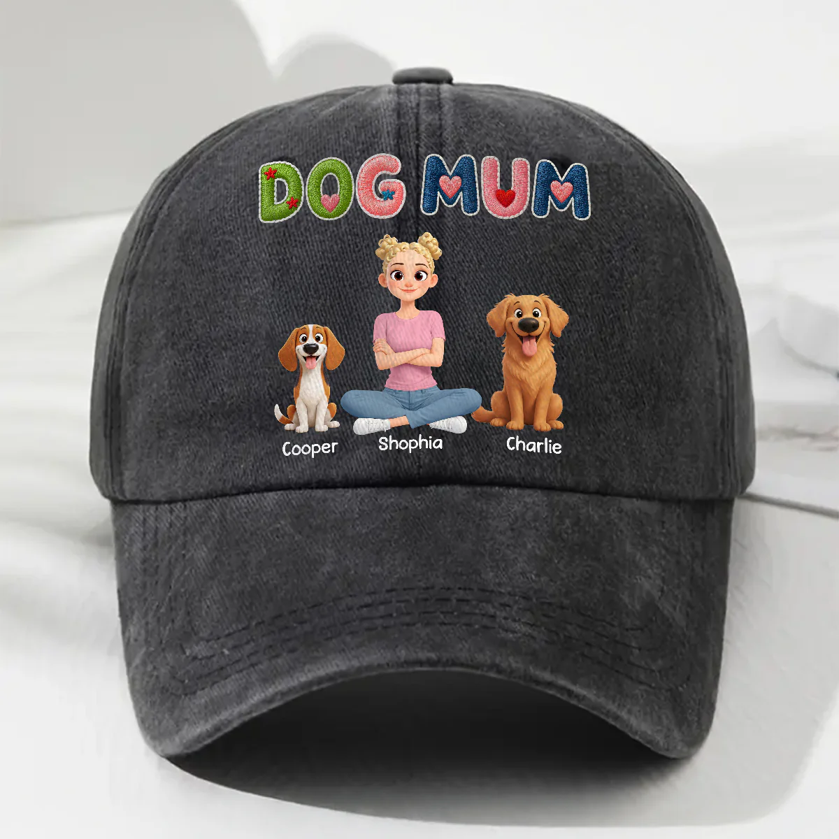 Sun On Our Heads - Personalized Custom 3D Effect Vintage Washed Denim Cap - Image 2