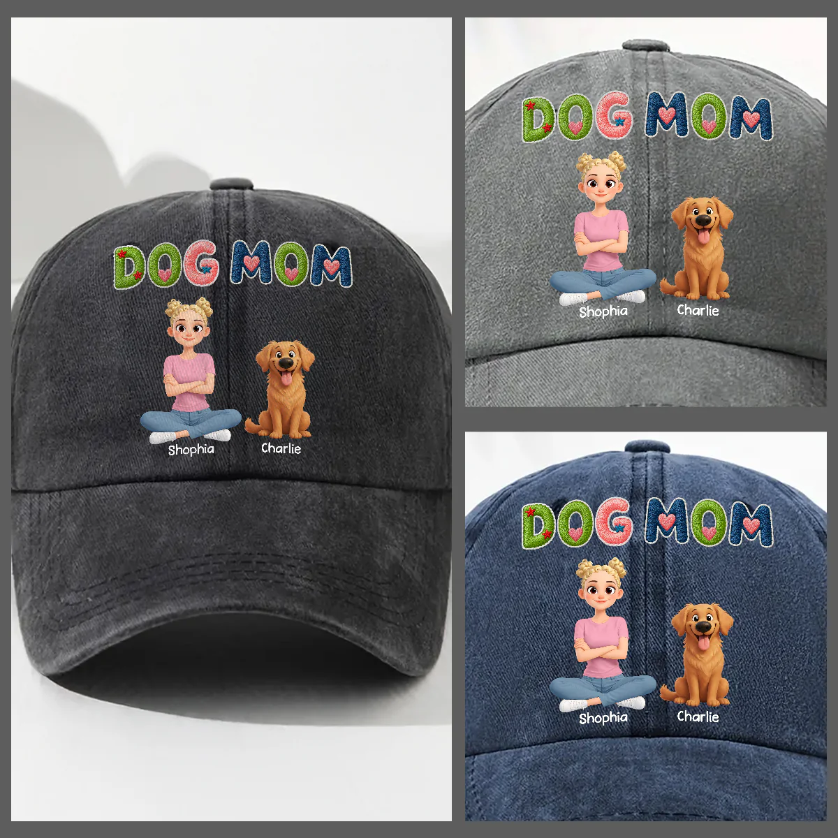 Sun On Our Heads - Personalized Custom 3D Effect Vintage Washed Denim Cap - Image 4