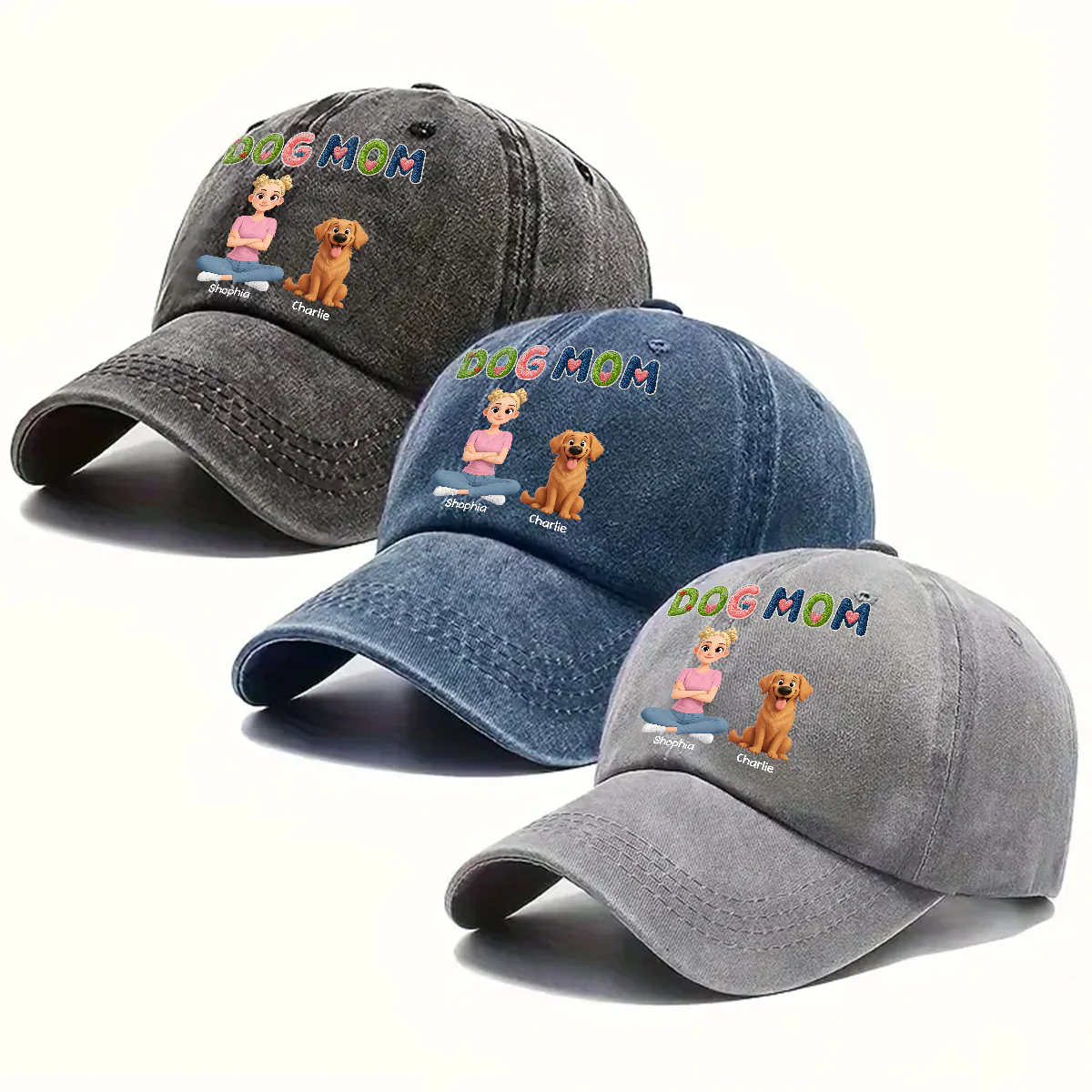 Sun On Our Heads - Personalized Custom 3D Effect Vintage Washed Denim Cap - Image 5