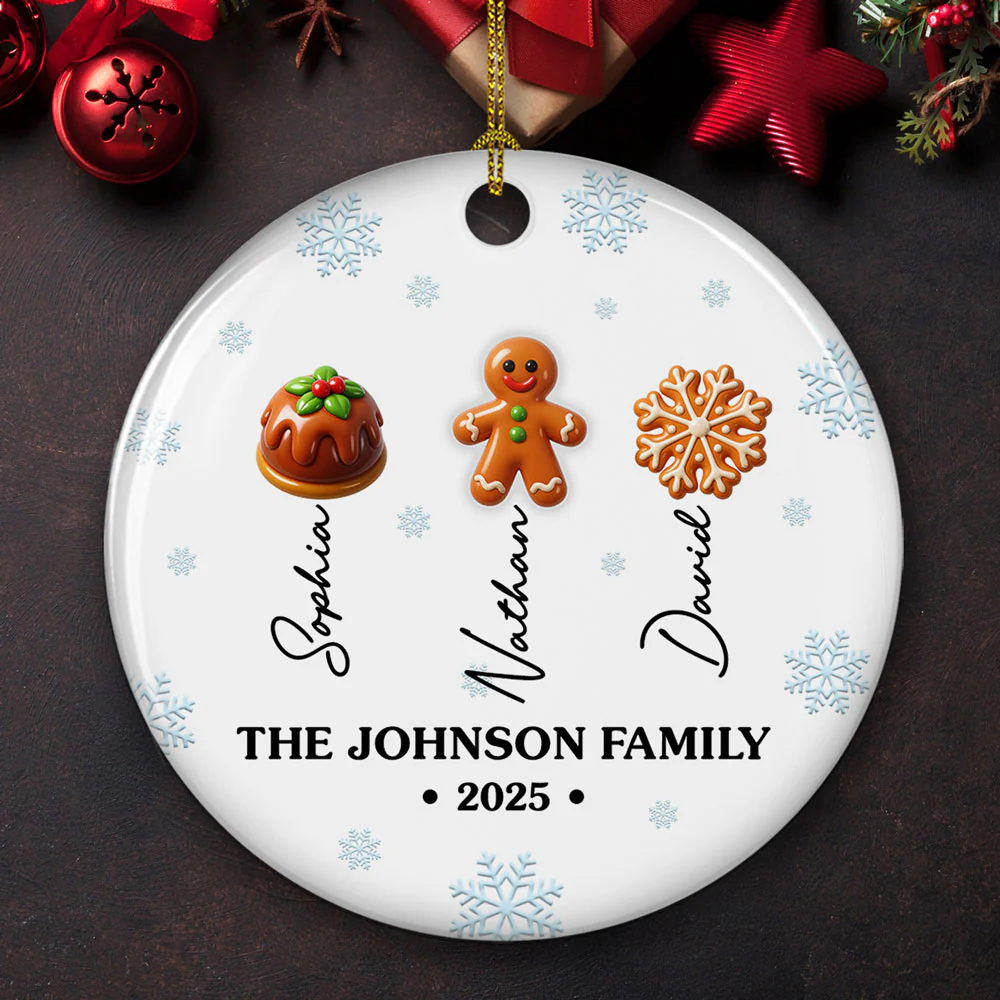 Sweet Family 2025 - Personalized Custom 3D Inflated Effect Ceramic Ornament - Image 3