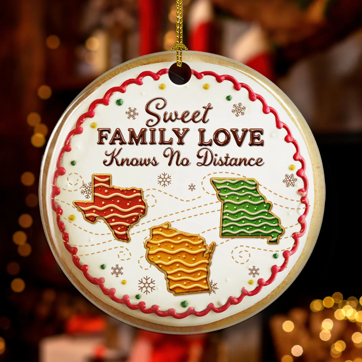 Sweet Family Love - Personalized Custom 3D Effect Ceramic Ornament - Image 3