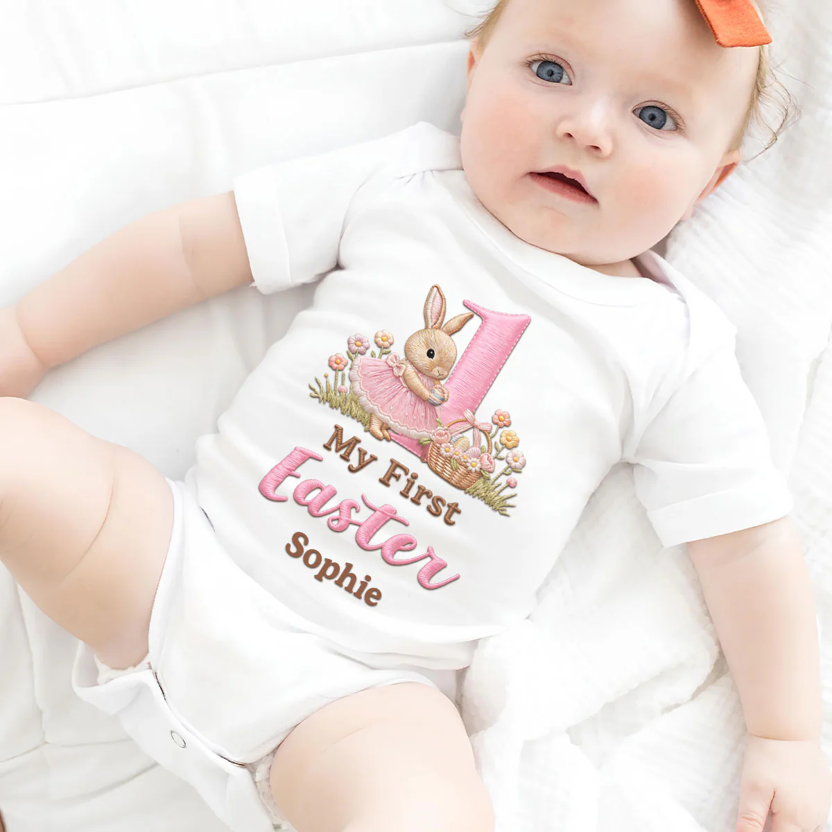 Sweet First Easter Bunny - Personalized Custom Baby Onesie - Image 3
