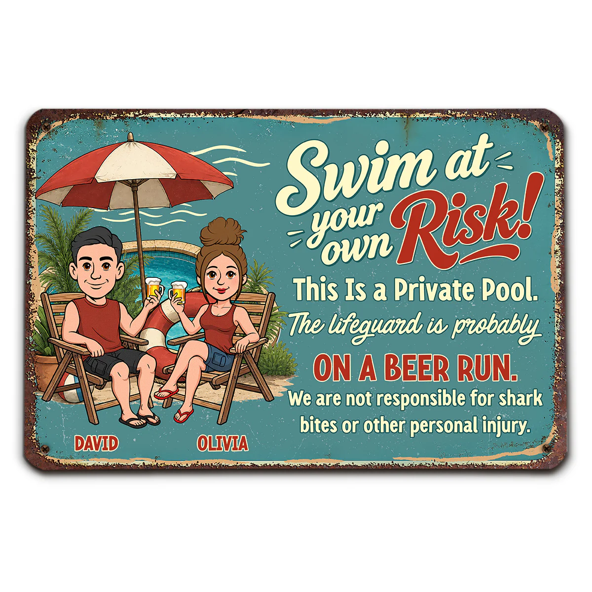 Swim More Complain Less Please - Personalized Custom Metal Sign