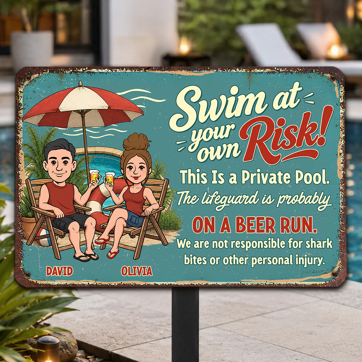 Swim More Complain Less Please - Personalized Custom Metal Sign - Image 2