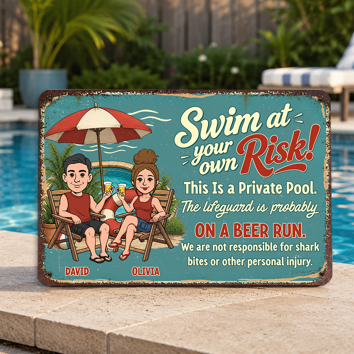 Swim More Complain Less Please - Personalized Custom Metal Sign - Image 3