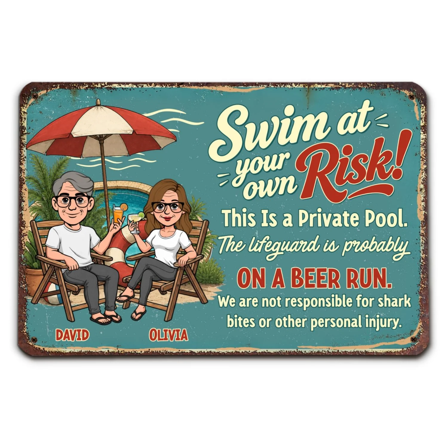 Swim More Complain Less Please - Personalized Custom Metal Sign - Image 6