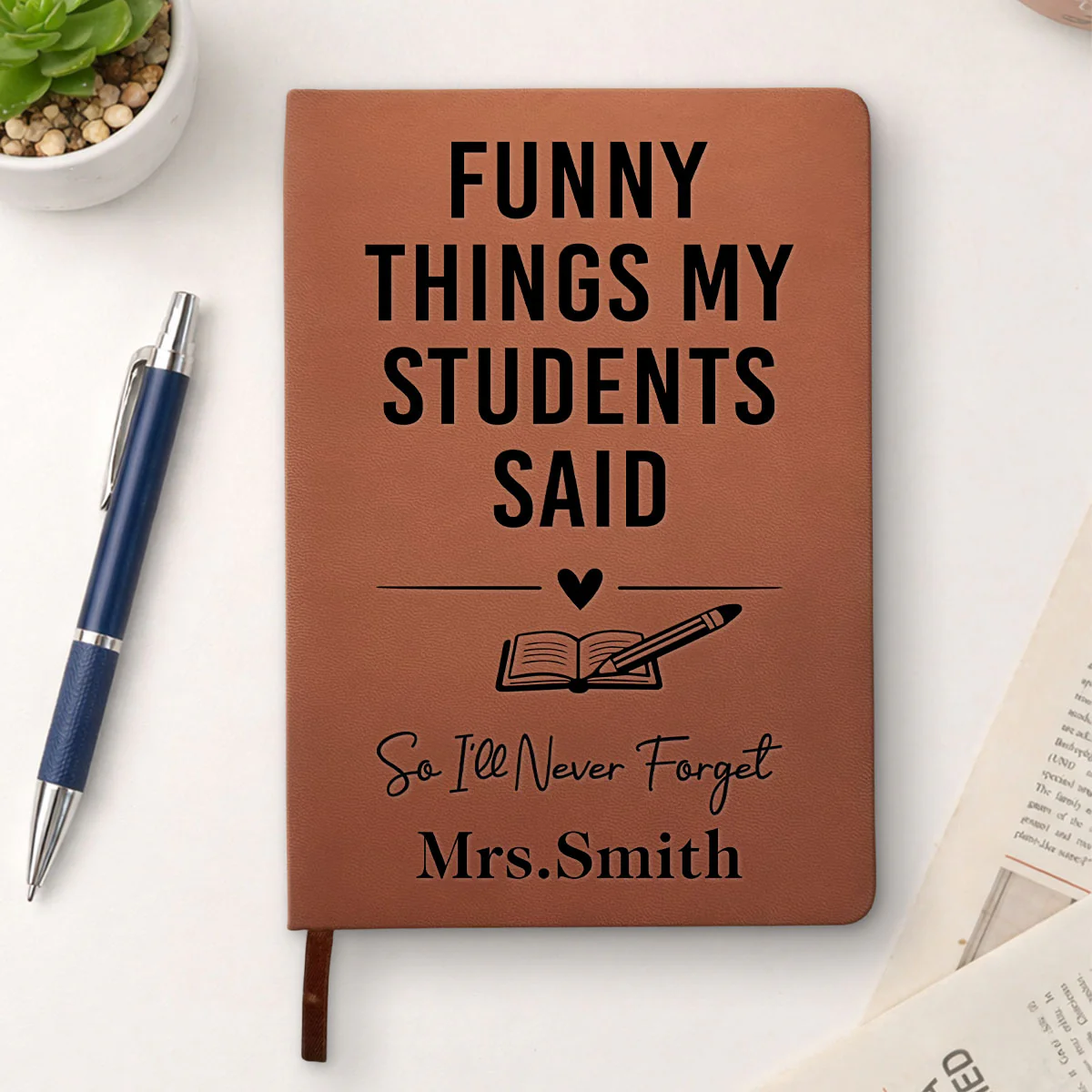 Teacher Appreciation - Personalized Custom Leather Journal - Image 2