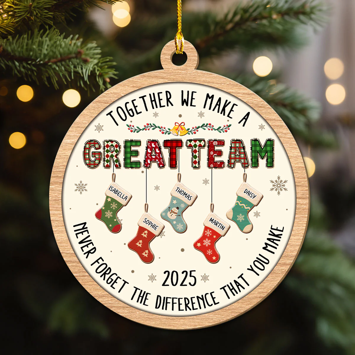 Teamwork Makes The Dream Work - Personalized Custom 3D Effect Wood Ornament