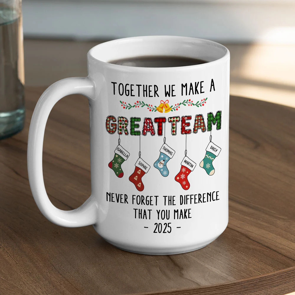 Teamwork Makes The Dream Work - Personalized Custom Coffee Mug - Image 5