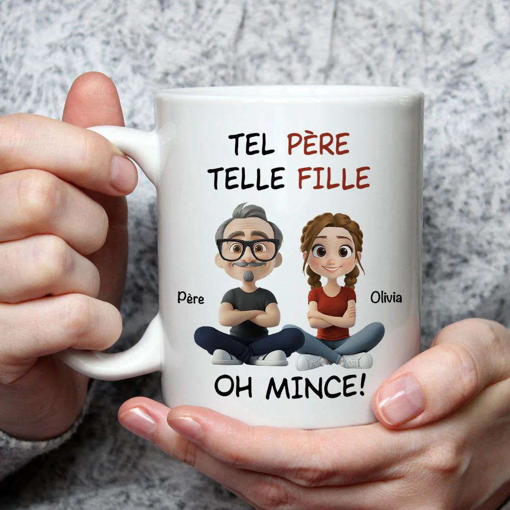 Tel Père Telle Fille Version Cartoon - Mug À Café Personnalisé Et Sur Mesure - Image 3
