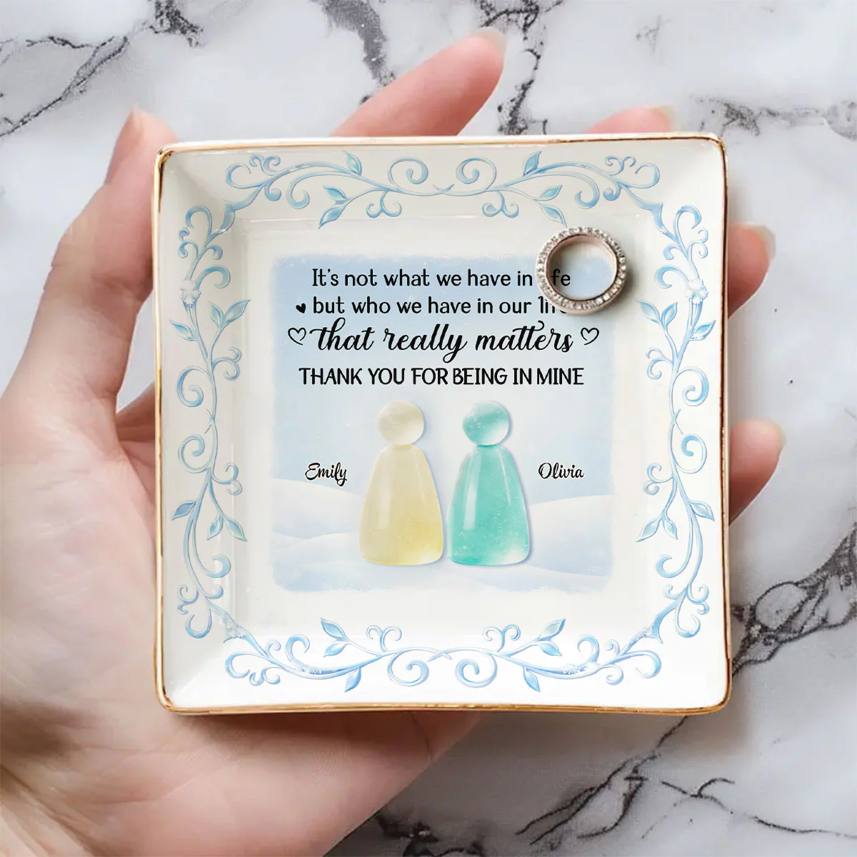 Thank For Being In Mine - Personalized Custom Jewelry Dish - Image 4