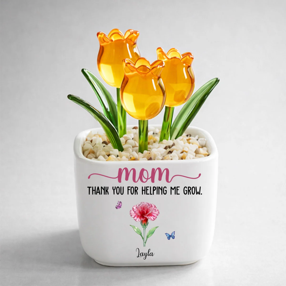 Thank You For Helping Me Grow - Personalized Custom Glass Everlasting Tulips - Image 11