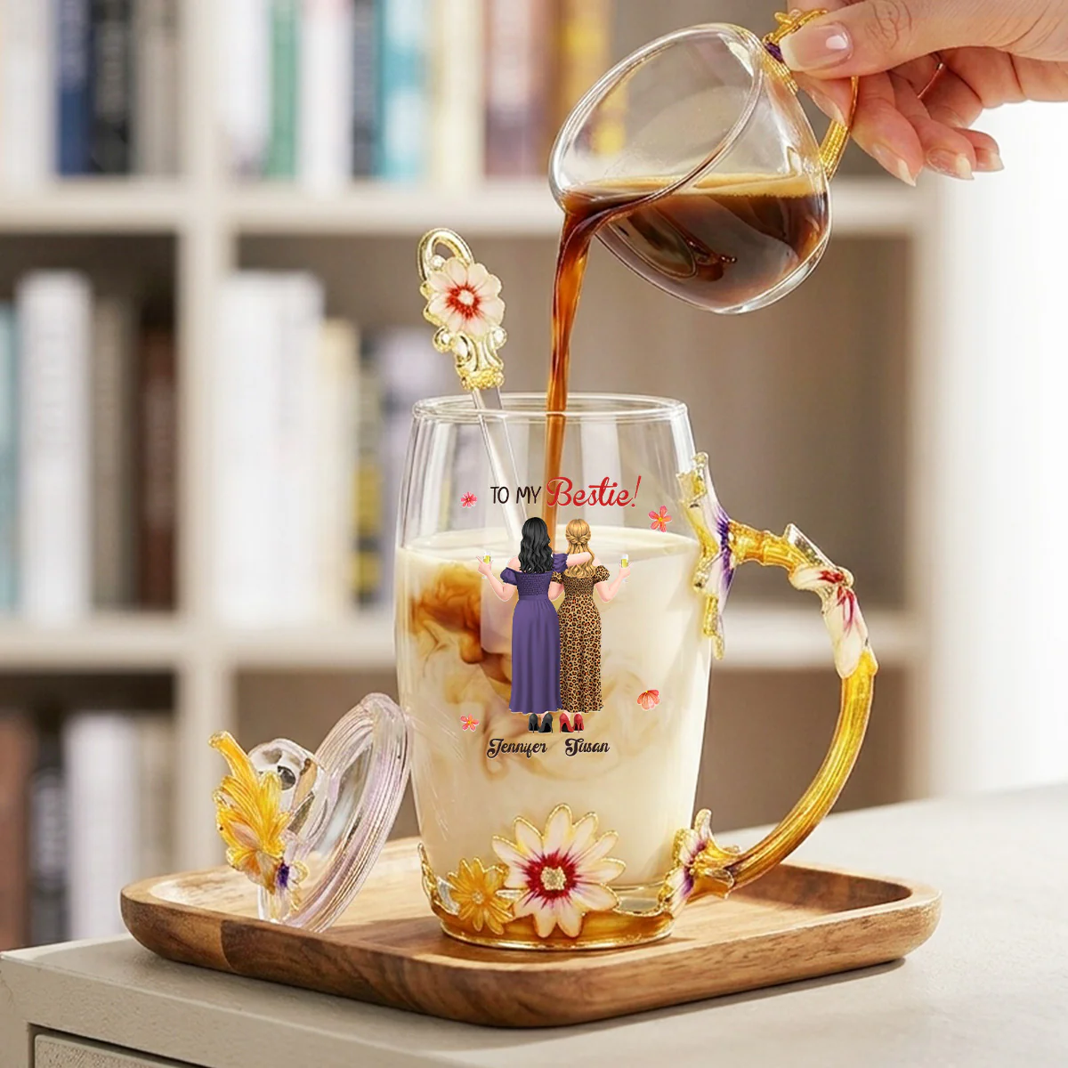 Thank You For Standing By My Side - Personalized Custom 14OZ Flower Tea Cup - Image 2