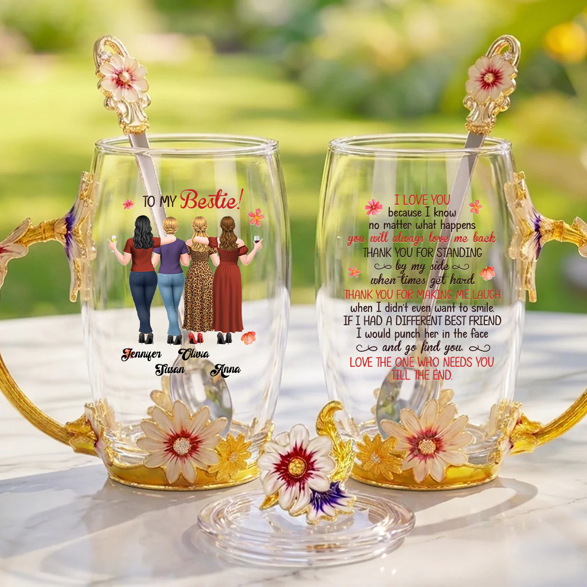 Thank You For Standing By My Side - Personalized Custom 14OZ Flower Tea Cup - Image 5
