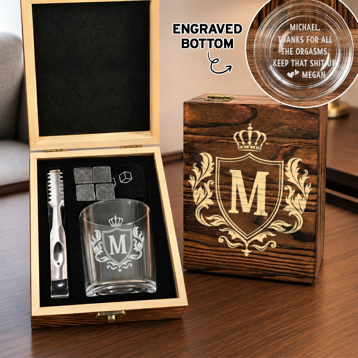 Thanks For All The Orgasms - Personalized Custom Whiskey Glass Set