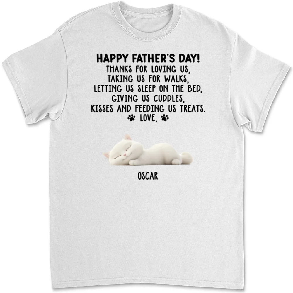 Thanks For Loving Me Cat Dad - Personalized Custom Unisex T-Shirt - Image 5