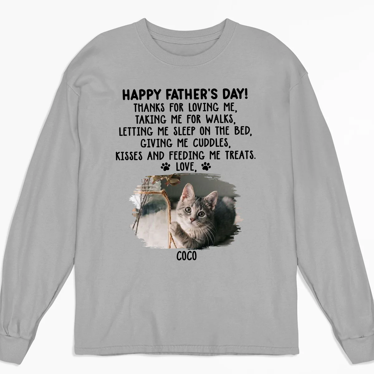 Thanks For Loving Me Cat Dad Photo - Personalized Custom Long Sleeve T-shirt - Image 2