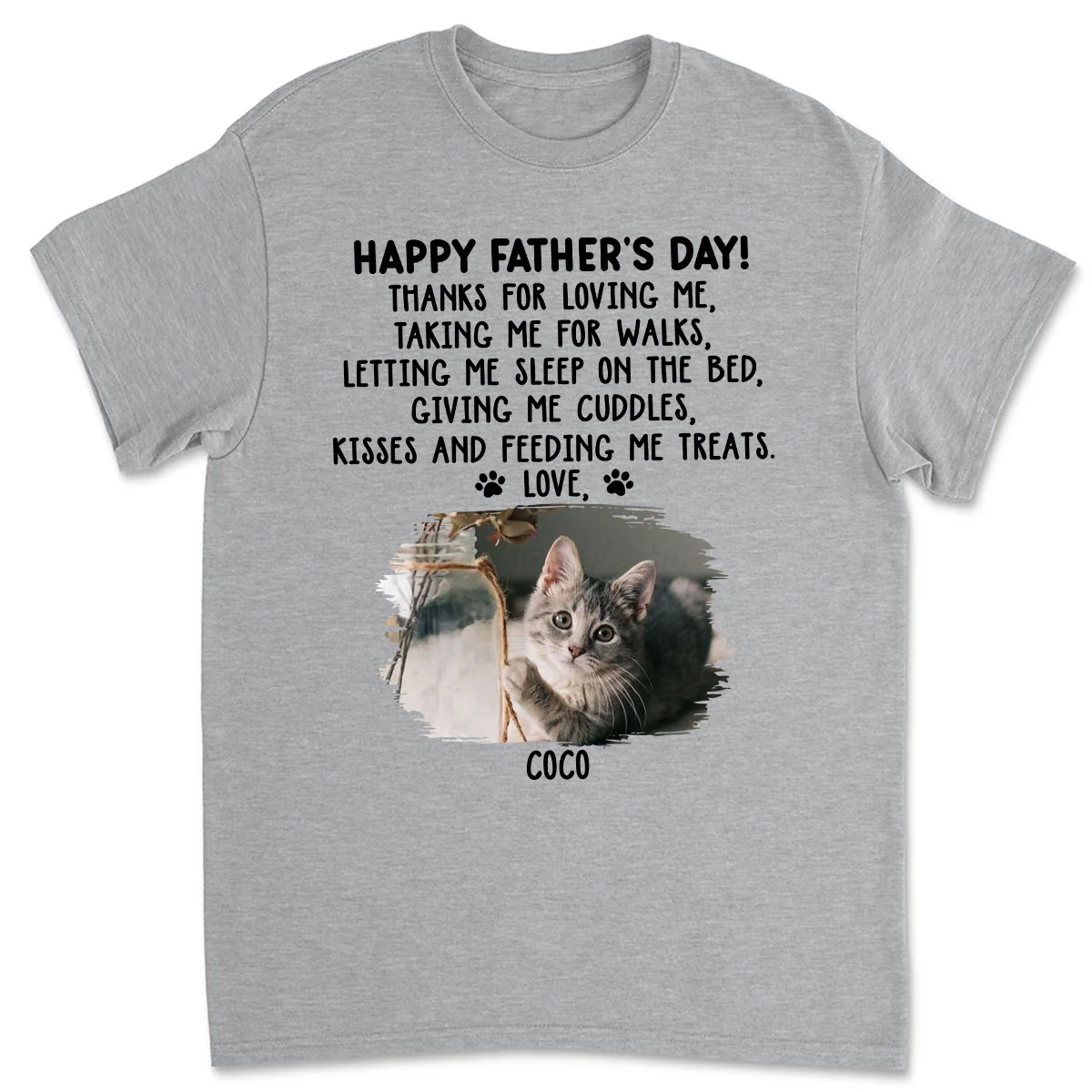 Thanks For Loving Me Cat Dad Photo - Personalized Custom Unisex T-Shirt - Image 2