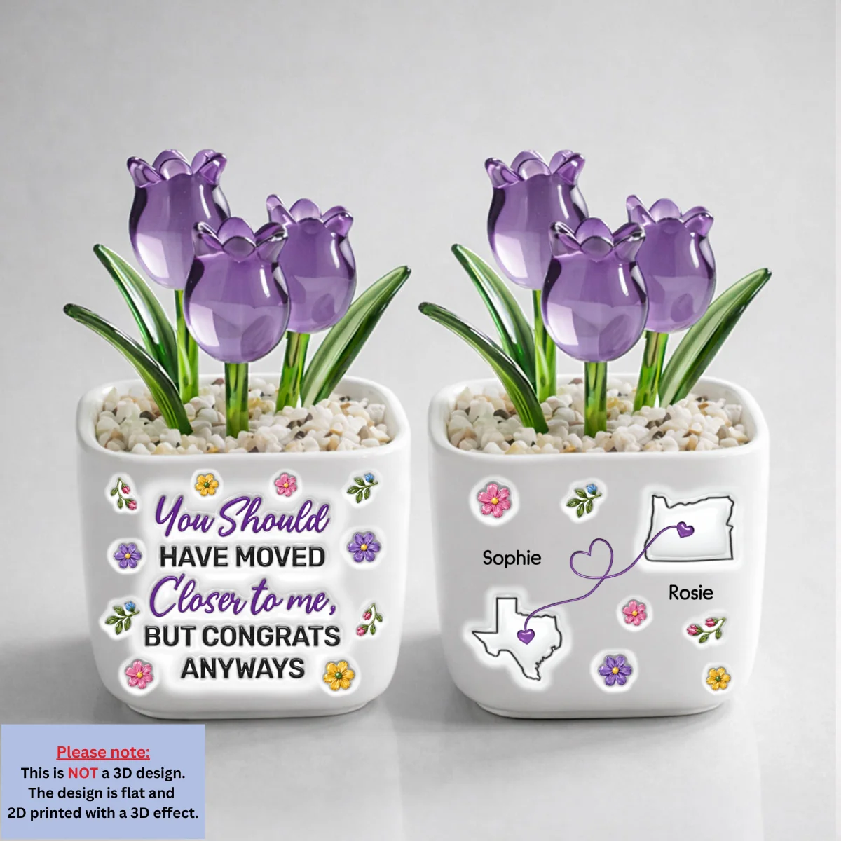 Thanks For Moving Away - Personalized Custom 3D Inflated Effect Glass Everlasting Tulips - Image 10