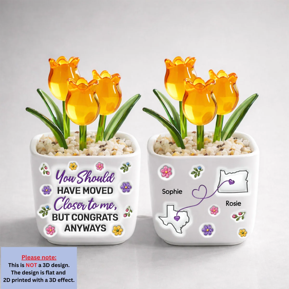 Thanks For Moving Away - Personalized Custom 3D Inflated Effect Glass Everlasting Tulips - Image 11