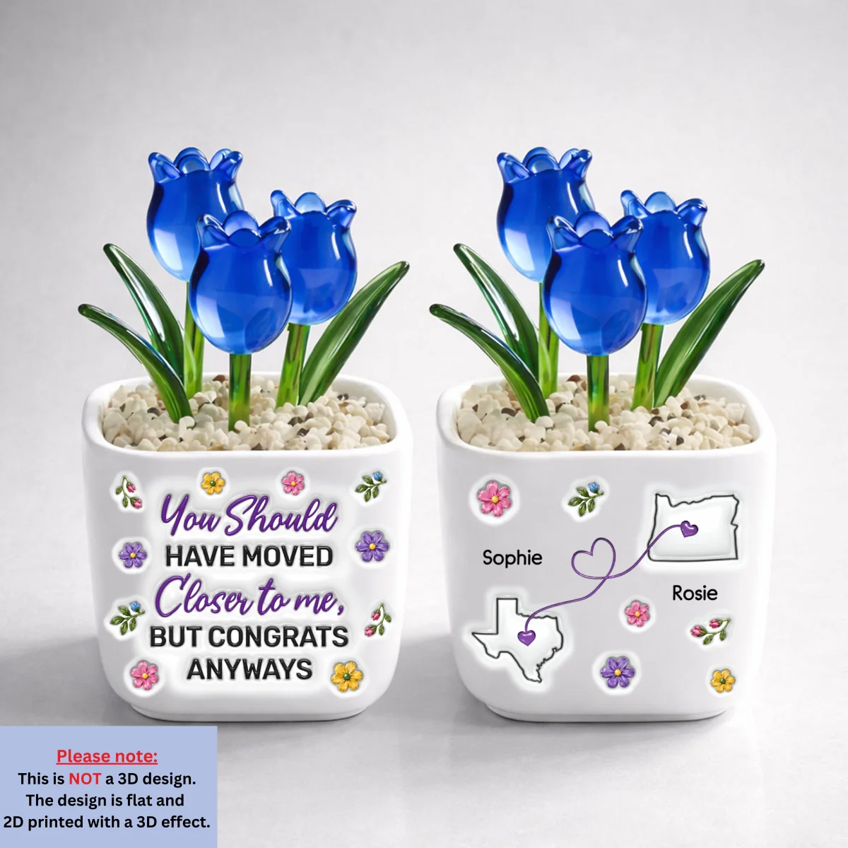 Thanks For Moving Away - Personalized Custom 3D Inflated Effect Glass Everlasting Tulips - Image 8