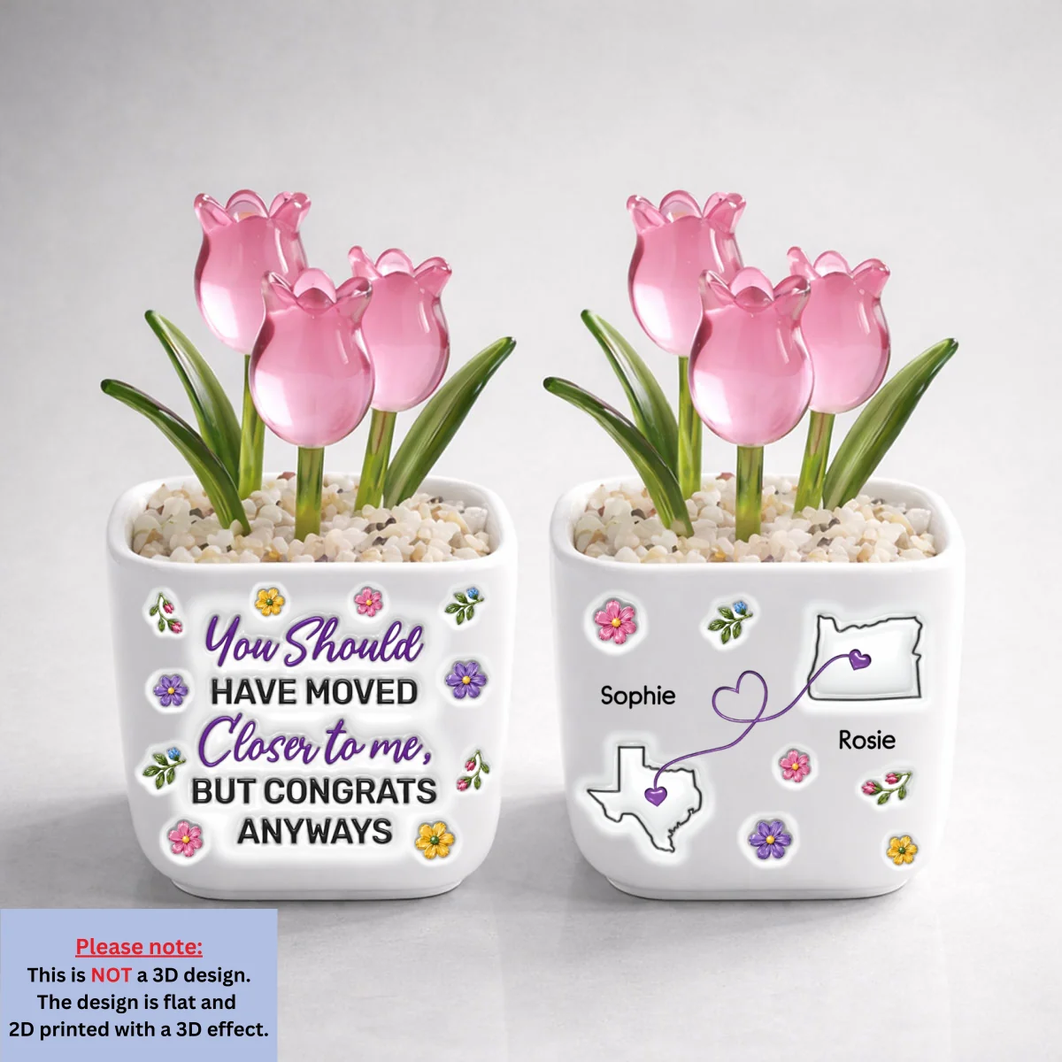 Thanks For Moving Away - Personalized Custom 3D Inflated Effect Glass Everlasting Tulips - Image 9