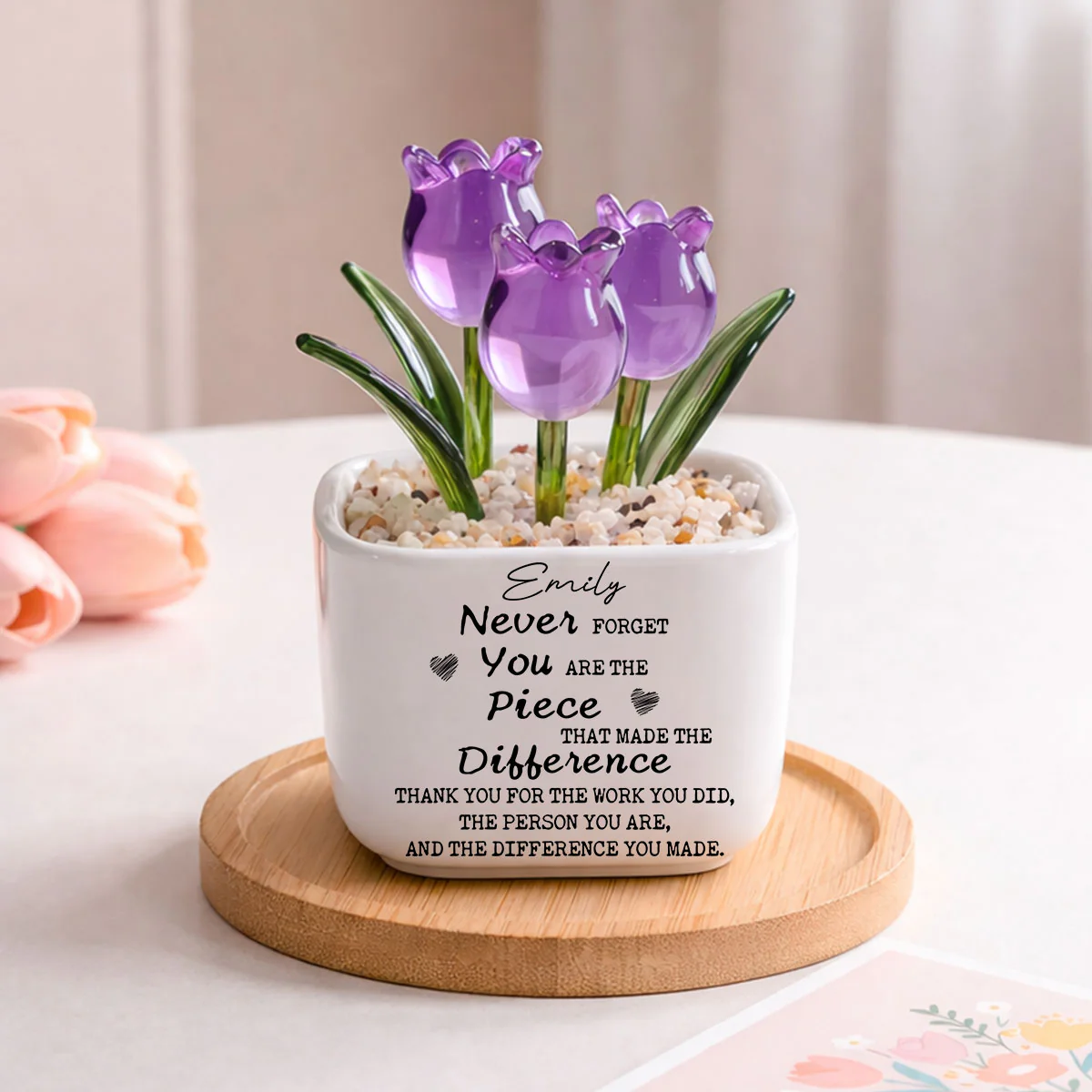 Thanks For The Work You Did - Personalized Custom Glass Everlasting Tulips