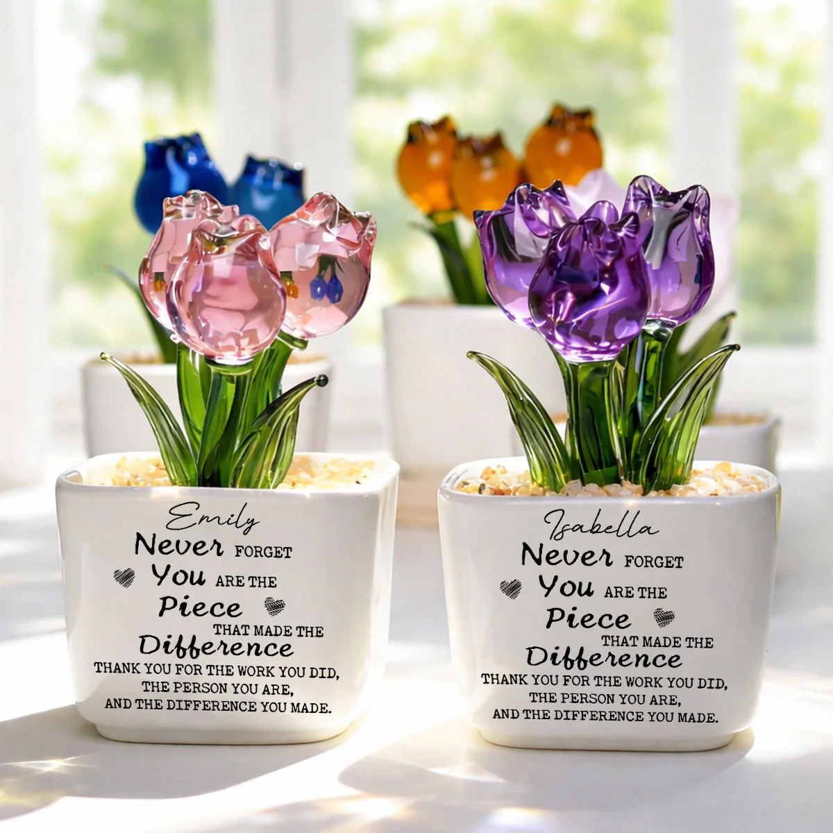 Thanks For The Work You Did - Personalized Custom Glass Everlasting Tulips - Image 6